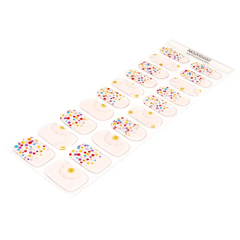 Semi Cured Gel Nail Strip Supplier Custom White Chrysanthemum Nail Sticker HUIZI