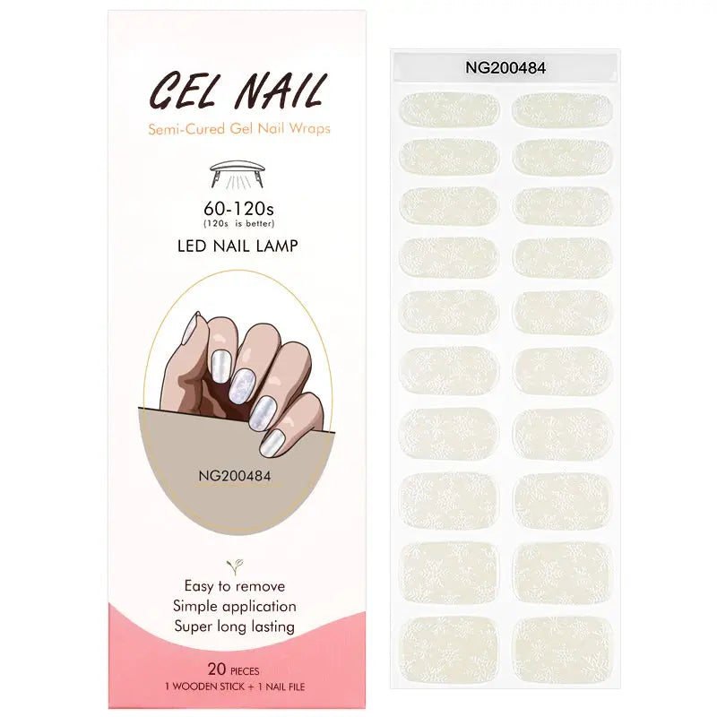 Semi Cured Gel Nail Strip Supplier Custom Winter Snow Nail Stickers HUIZI