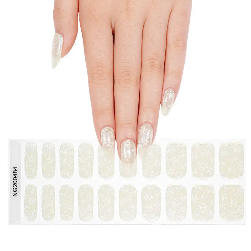 Semi Cured Gel Nail Strip Supplier Custom Winter Snow Nail Stickers HUIZI