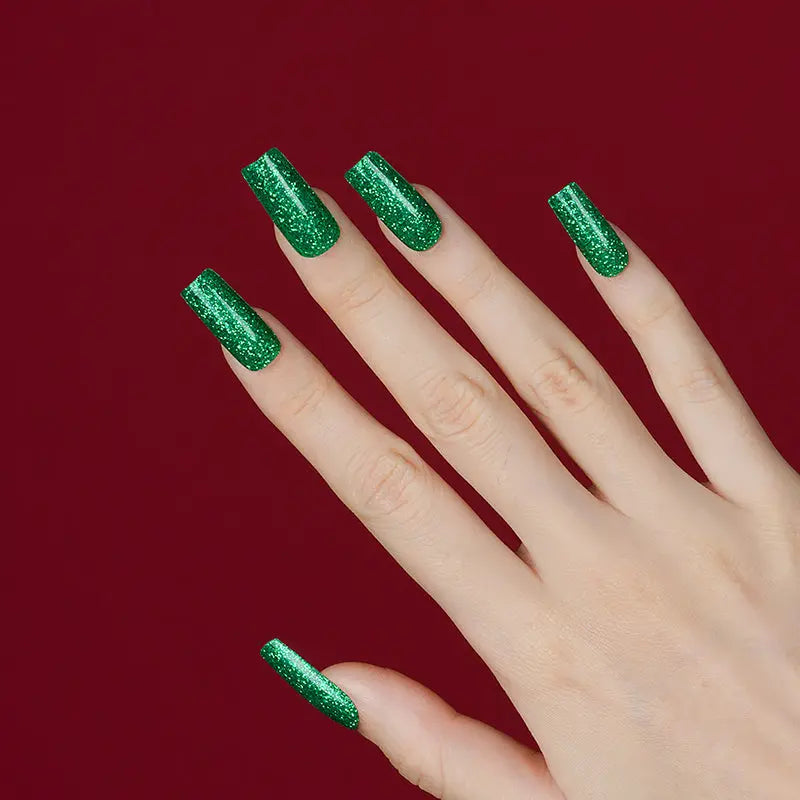 Semi-Cured Gel Nails Enhanced With Custom-Designed Wraps Oem Green Glitter Nails - Huizi HUIZI