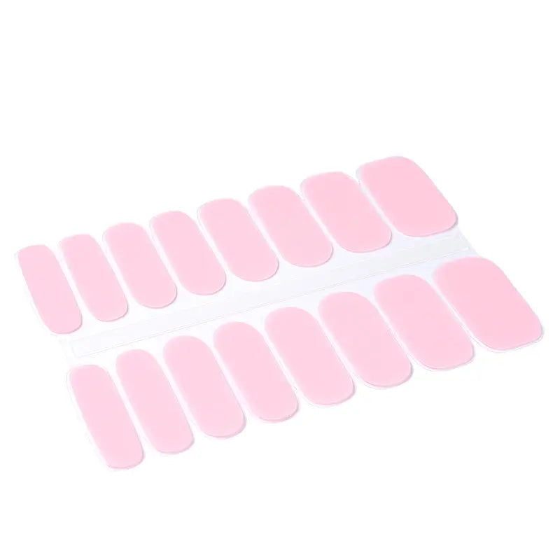 Solid Pink Sime Cured Gel Nail Wraps  Pink Rose Gel Nails Wholesale - Huizi HUIZI