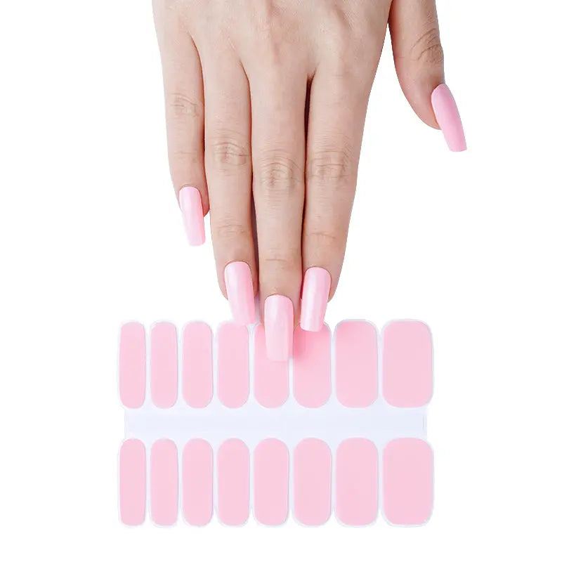 Solid Pink Sime Cured Gel Nail Wraps  Pink Rose Gel Nails Wholesale - Huizi HUIZI