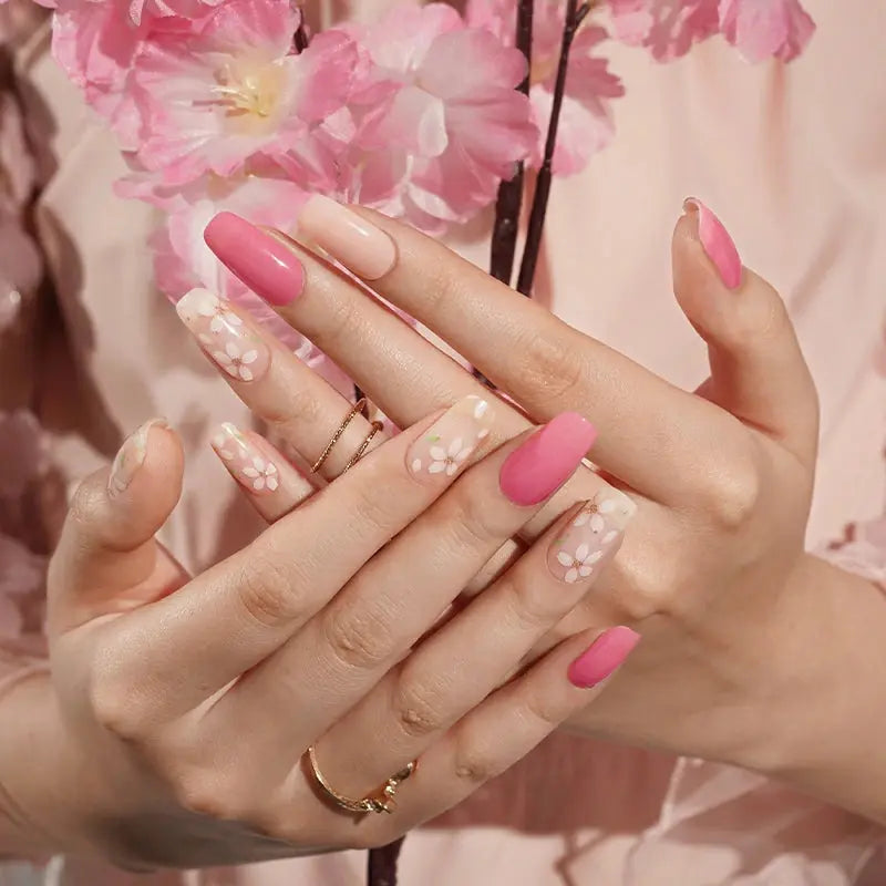 Transparent Gel Nail Stickers Wholesale Floral Gel Nail Strips Custom HUIZI