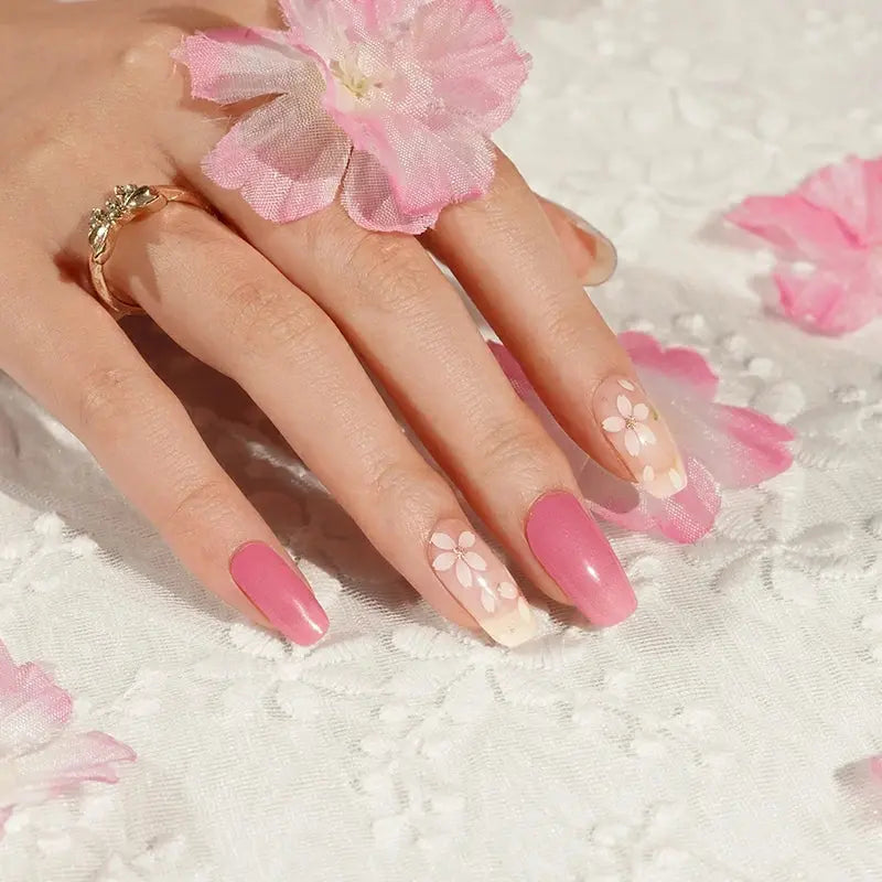 Transparent Gel Nail Stickers Wholesale Floral Gel Nail Strips Custom HUIZI