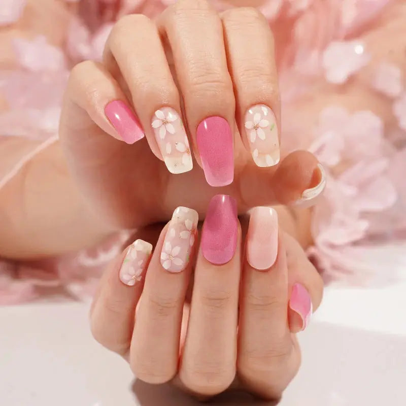 Transparent Gel Nail Stickers Wholesale Floral Gel Nail Strips Custom HUIZI