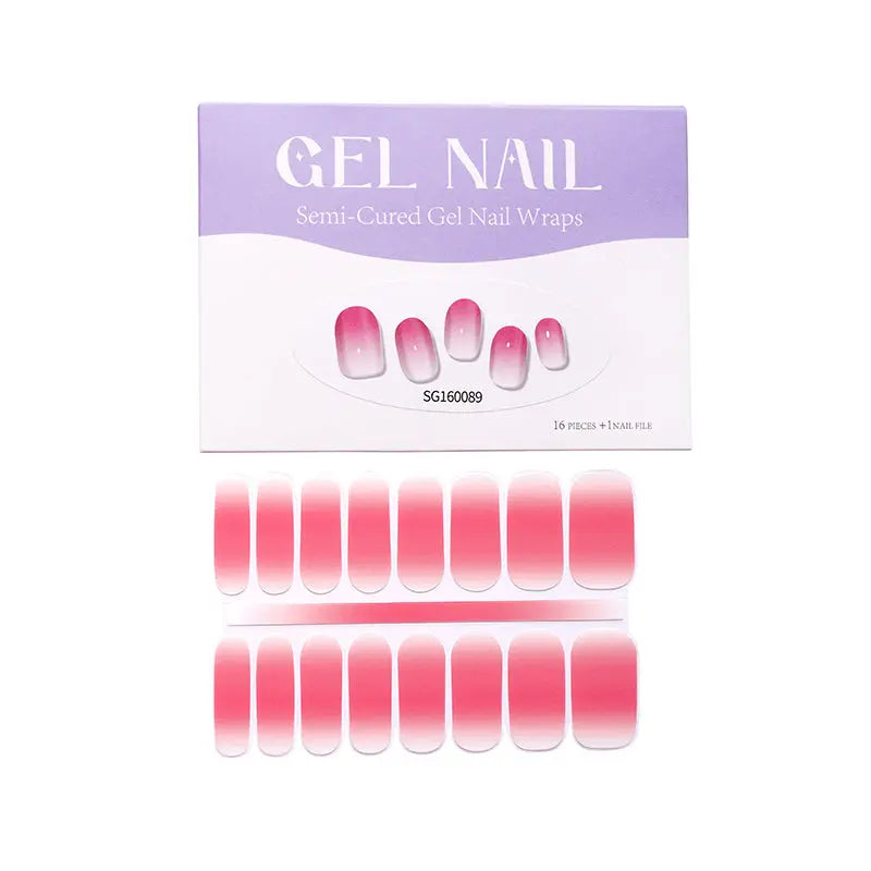 Wholeale Pink Ombre Gel Nail Wraps Custom Nail Designs HUIZI