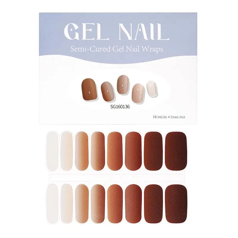 Wholeale Skin Gradient Color Gel Nail strips Custom Fall Nail Art HUIZI