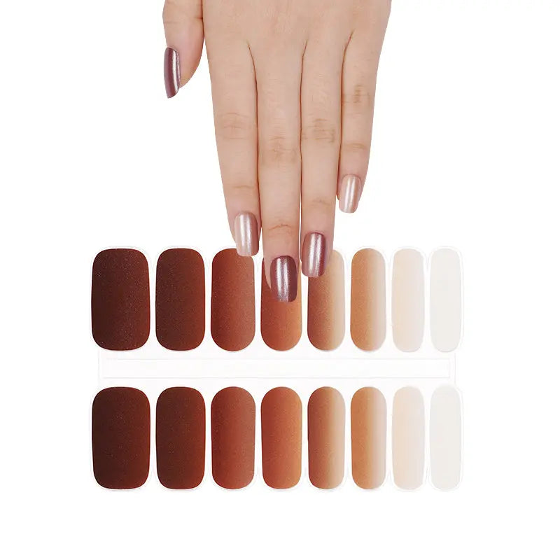 Wholeale Skin Gradient Color Gel Nail strips Custom Fall Nail Art HUIZI