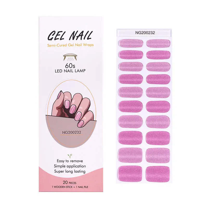 Wholesake Stick On Gel Nail Strips Custom Pink Cat Eye Manicure - Huizi HUIZI