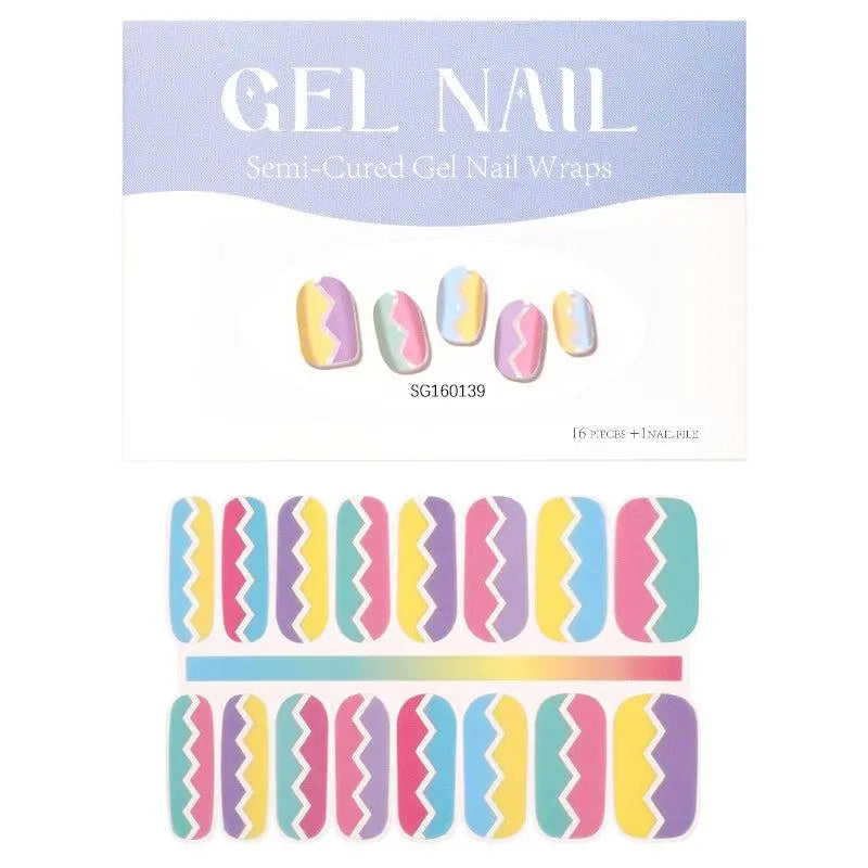 Wholesale 16 Strips Gel Nail Stickers Set for UV Lamp Custom Zig Zag Nail Designs HUIZI