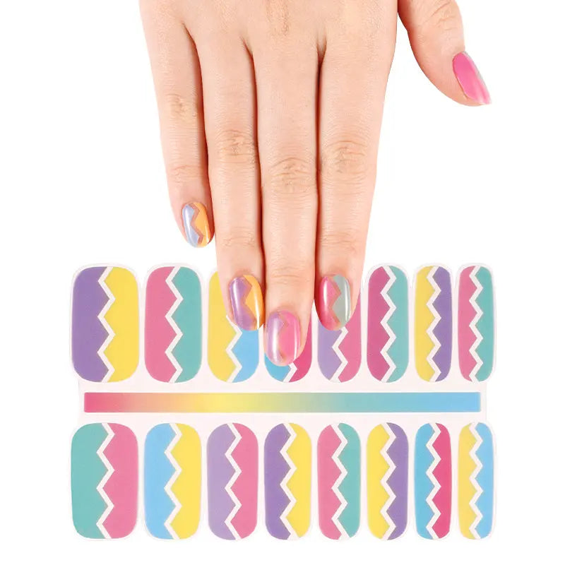 Wholesale 16 Strips Gel Nail Stickers Set for UV Lamp Custom Zig Zag Nail Designs HUIZI