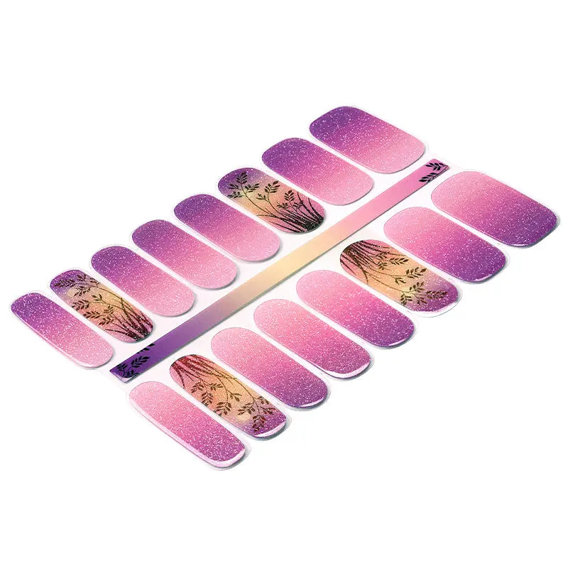 Wholesale 16 Strips Semi Cured Gel Wrap Custom Holographic Glitter Nails HUIZI