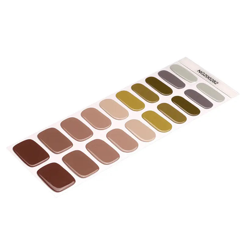 Wholesale 20 Semi-Cured Gel Strips  Solid Color Nailsa Neutral Palette Of Earthly Tones - Huizi HUIZI
