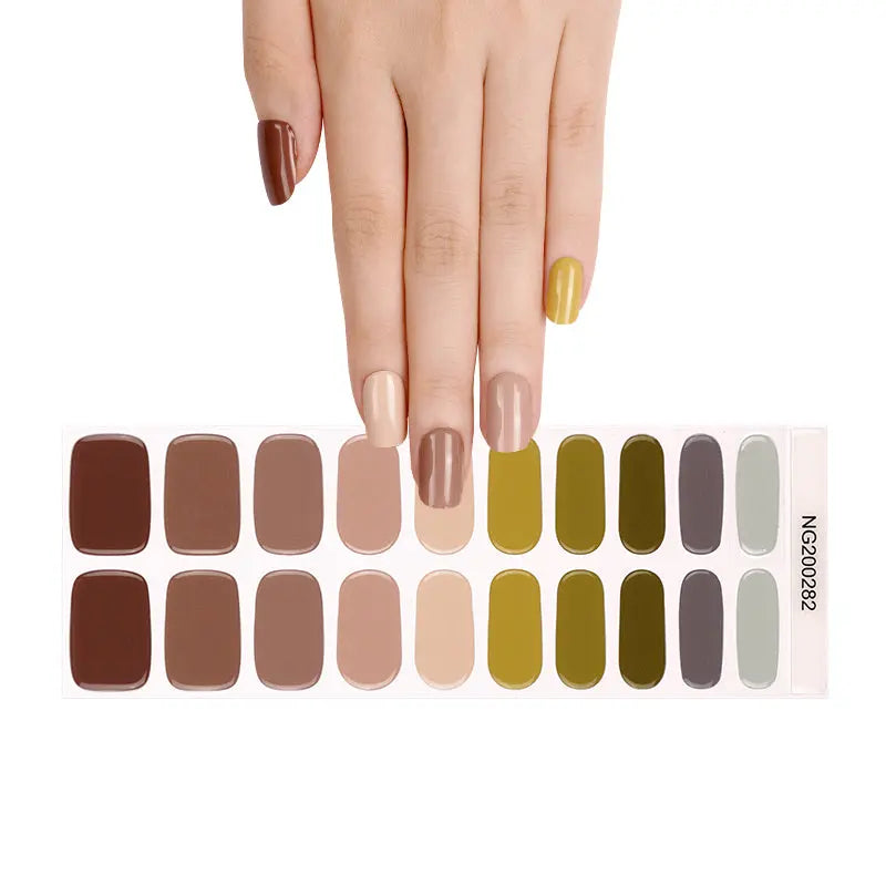 Wholesale 20 Semi-Cured Gel Strips  Solid Color Nailsa Neutral Palette Of Earthly Tones - Huizi HUIZI