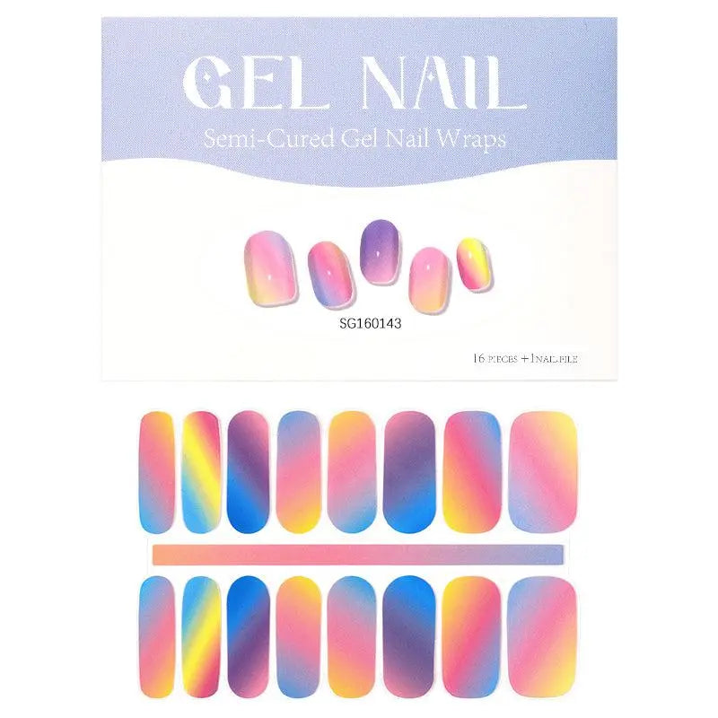 Wholesale 20 Strips Gel Nail Stickers Custom Rainbow Crush Nail designs HUIZI