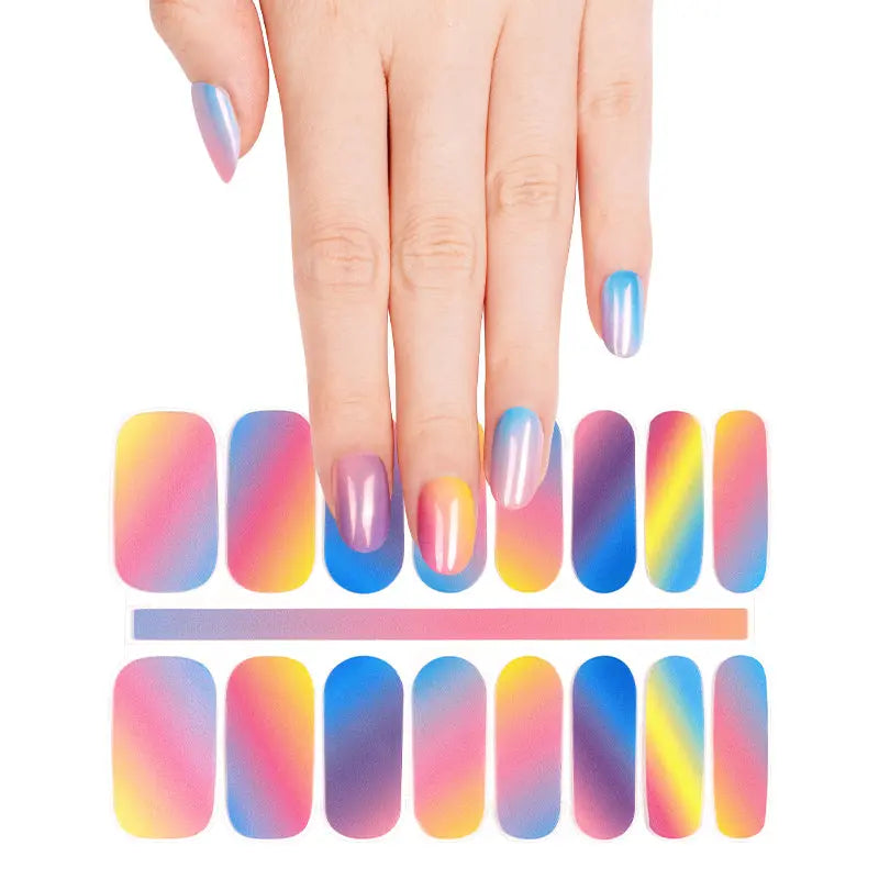 Wholesale 20 Strips Gel Nail Stickers Custom Rainbow Crush Nail designs HUIZI