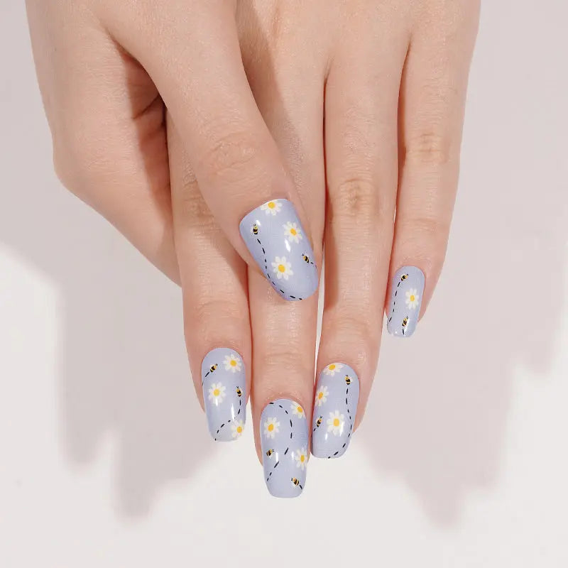 Wholesale Adorable Light Blue Daisy Gel Nail Stickers – Perfect for Salons & Resale HUIZI