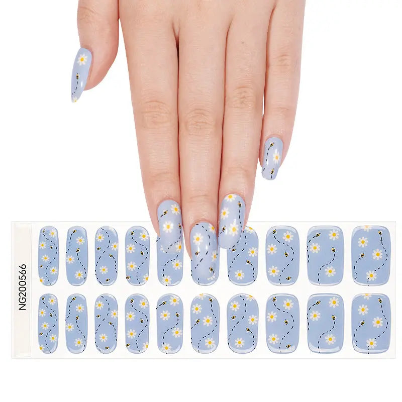 Wholesale Adorable Light Blue Daisy Gel Nail Stickers – Perfect for Salons & Resale HUIZI