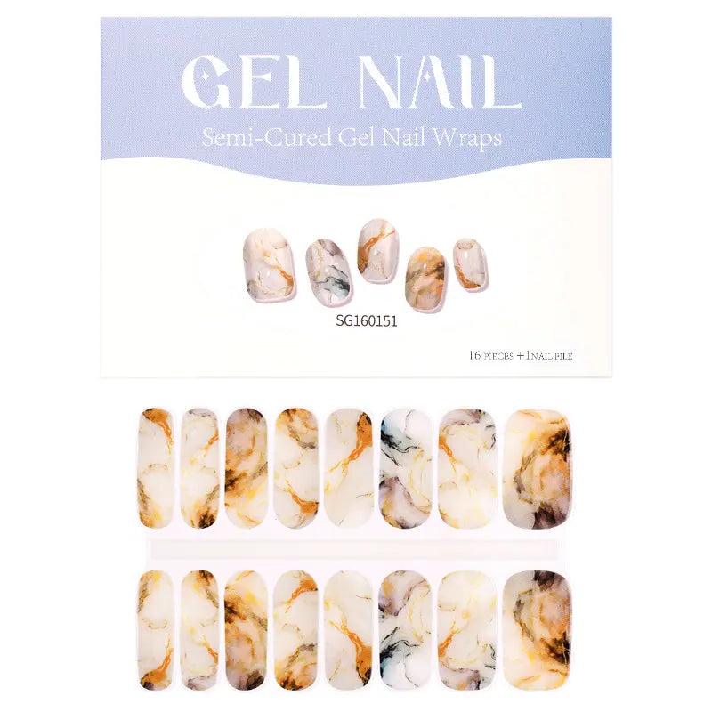 Wholesale Amber Marble Gel Nail Strips Custom Nail Designs HUIZI