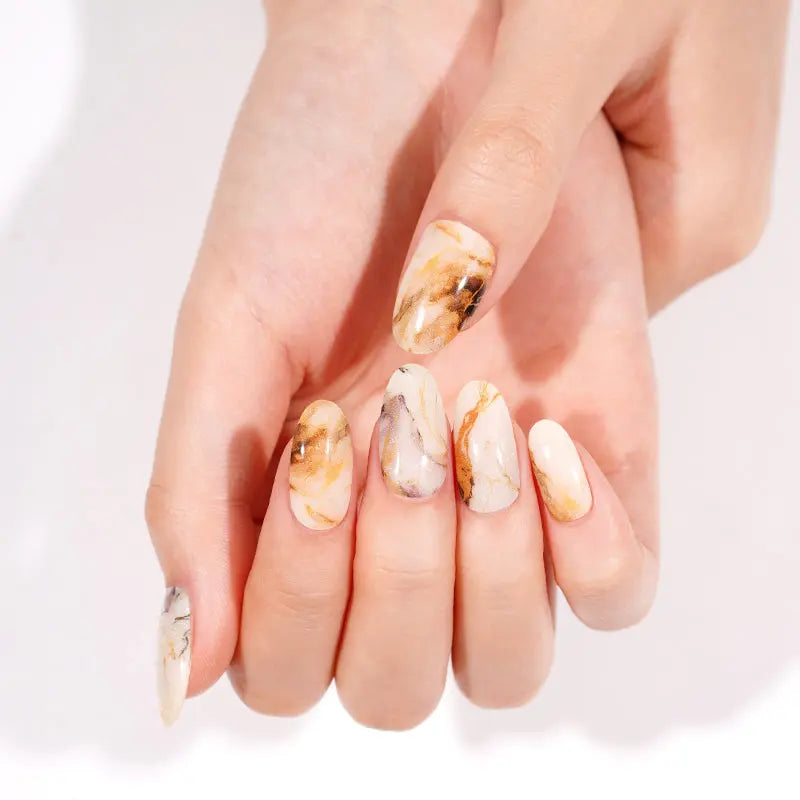 Wholesale Amber Marble Gel Nail Strips Custom Nail Designs HUIZI