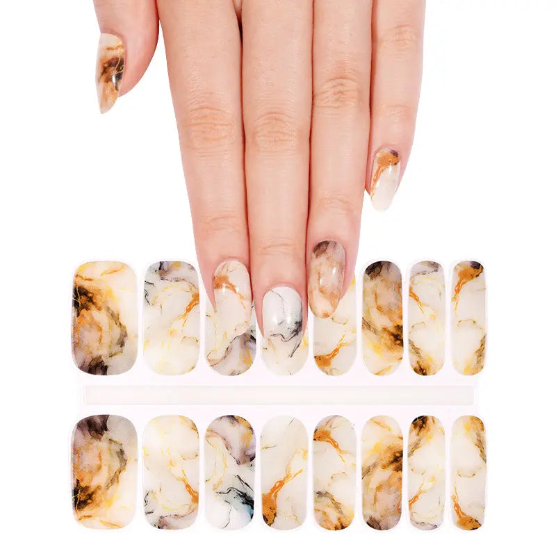 Wholesale Amber Marble Gel Nail Strips Custom Nail Designs HUIZI