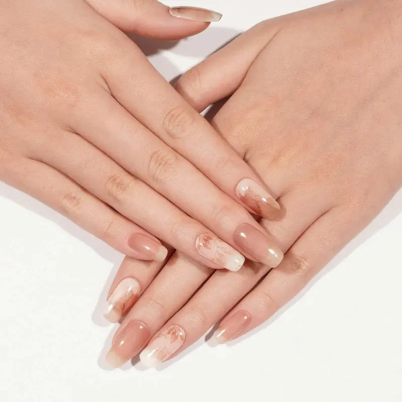 Wholesale Autumn Gel Nail Strips Trendy Leaf & Marble Designs Custom Gel Wraps HUIZI