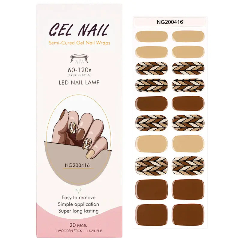 Wholesale Autumn Shades Gel Nail Strips Custom Wheat Nail Art Design HUIZI