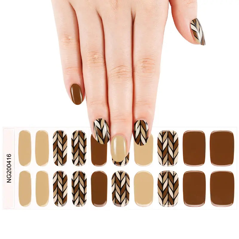 Wholesale Autumn Shades Gel Nail Strips Custom Wheat Nail Art Design HUIZI