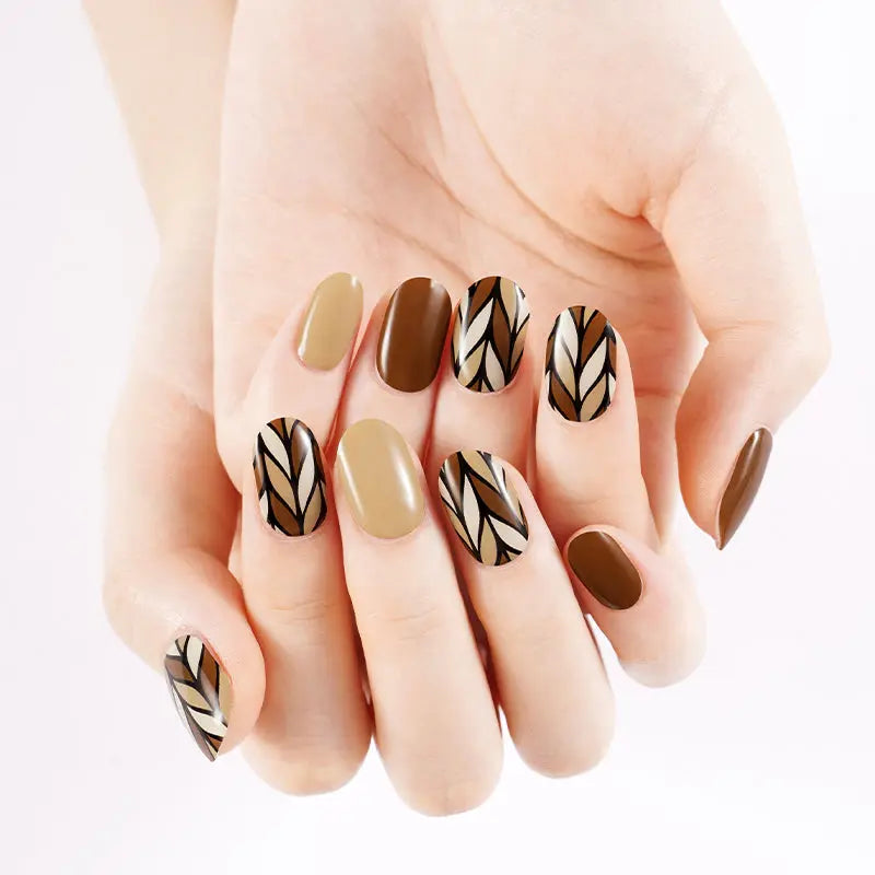 Wholesale Autumn Shades Gel Nail Strips Custom Wheat Nail Art Design HUIZI