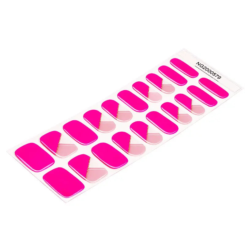 Wholesale Barbie Pink Geometric Gel Nail Strips – Custom Design & Private Label Available HUIZI