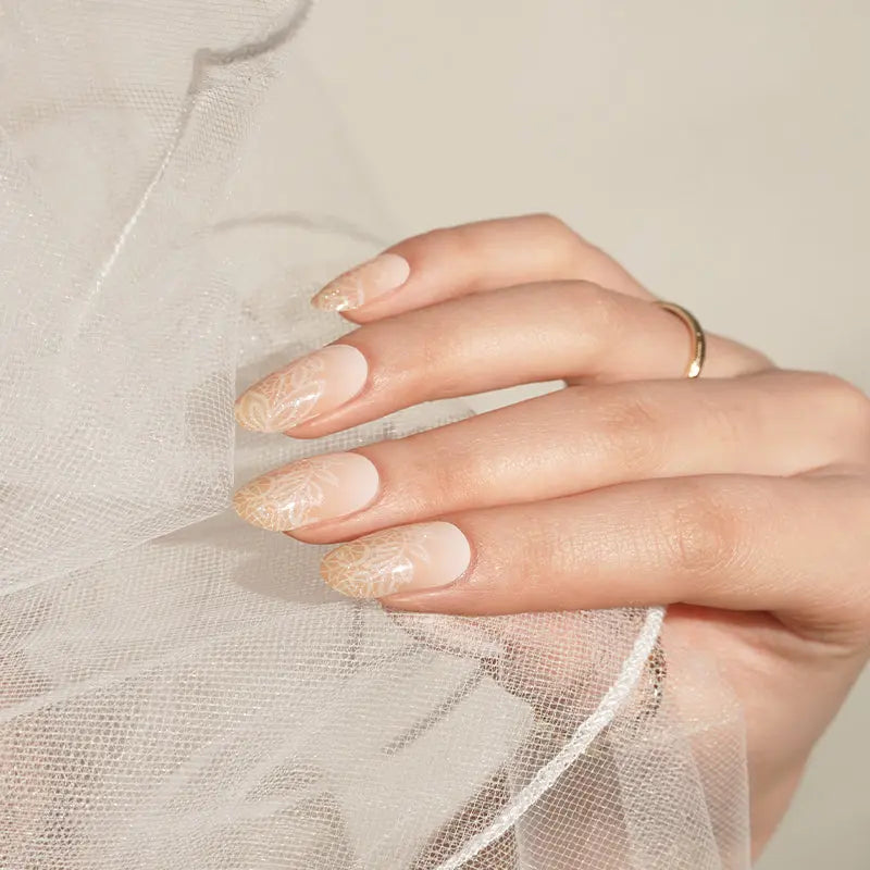 Wholesale Beige Floral Lace Pattern Gel Nail Stickers HUIZI