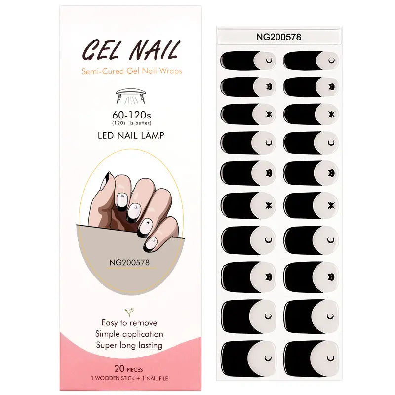 Wholesale Black French Tip Gel Nail Strips – OEM & Private Label Customization Available HUIZI