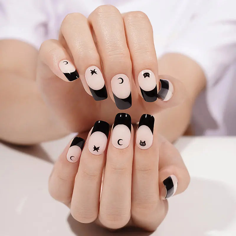 Wholesale Black French Tip Gel Nail Strips – OEM & Private Label Customization Available HUIZI