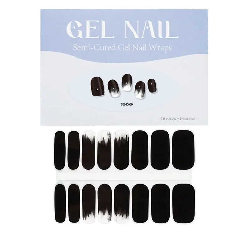 Wholesale Black Semi-cured Gel Nail Strips Custom Nail Designs HUIZI