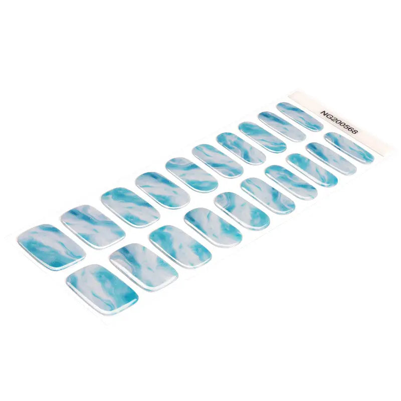 Wholesale Blue and White Marble Nail Stickers – Stylish Marble Effect Gel Wraps for Bulk Buyers HUIZI
