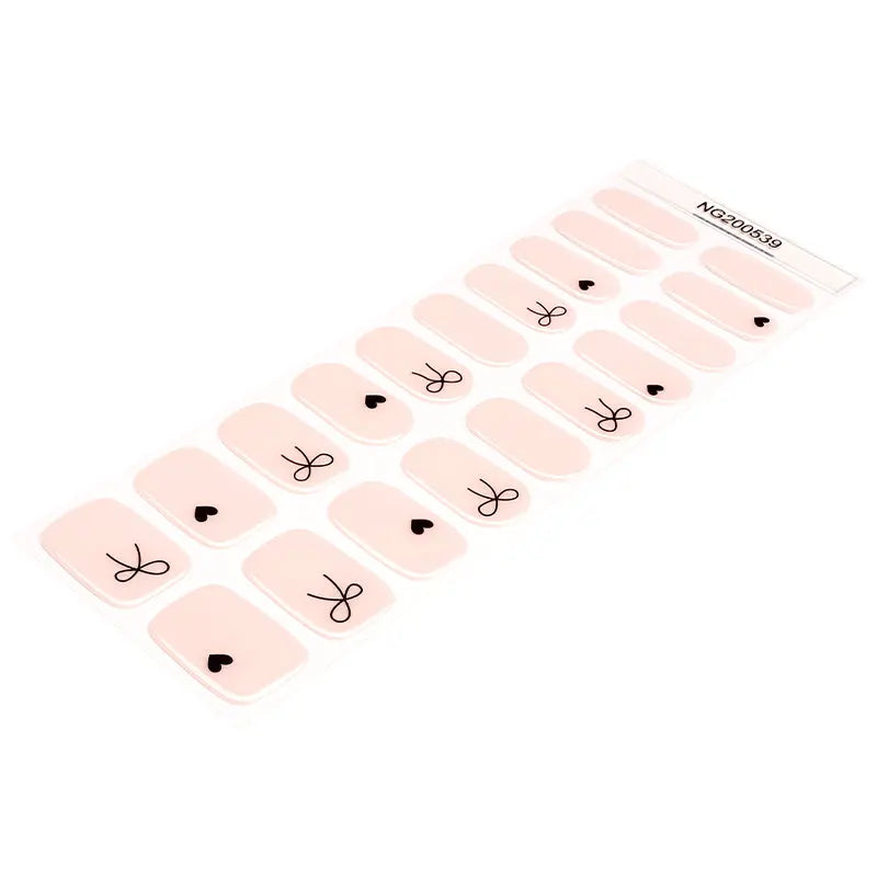 Wholesale Bow &amp; Heart&nbsp;Semi Cured Gel Nail Stickers Custom Cute Nail Strips HUIZI