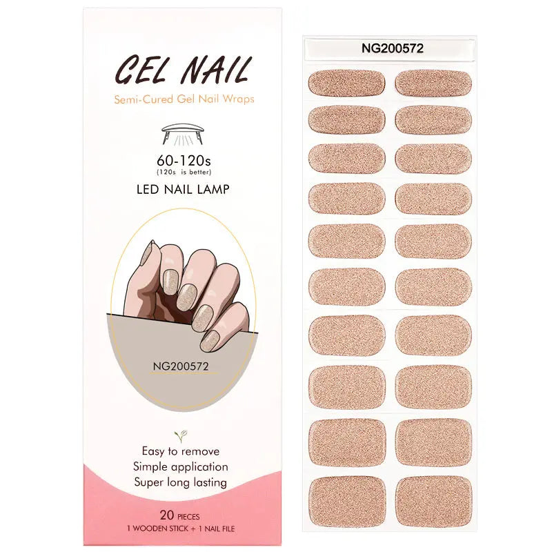 Wholesale Brown Chrome Glitter Gel Nail Strips – OEM & Private Label Customization Available HUIZI