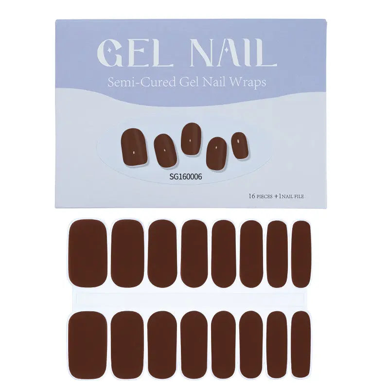 Wholesale Brown Gel Nails  Custom  Semi Cured Gel Nail Wraps Brown Gel Nails - Huizi HUIZI