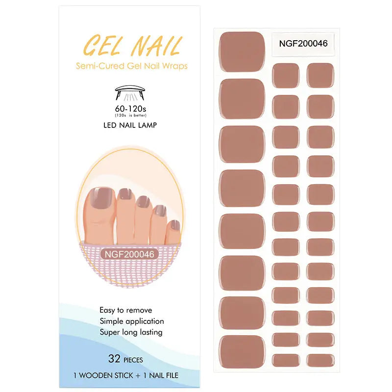 Wholesale Brown Gel Toe Nail Strips Custom Solid Gel Toe Nail Wraps HUIZI