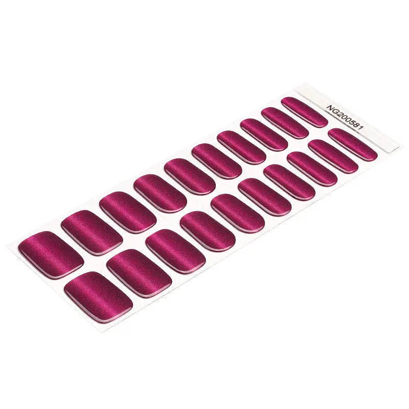 Wholesale Burgundy Cat Eye Glitter Gel Nail Strips – OEM & Custom Branding Available HUIZI