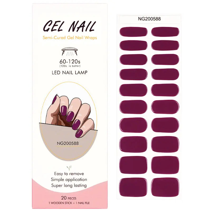 Wholesale Burgundy Gel Nail Strips – OEM & Private Label Customization Available HUIZI