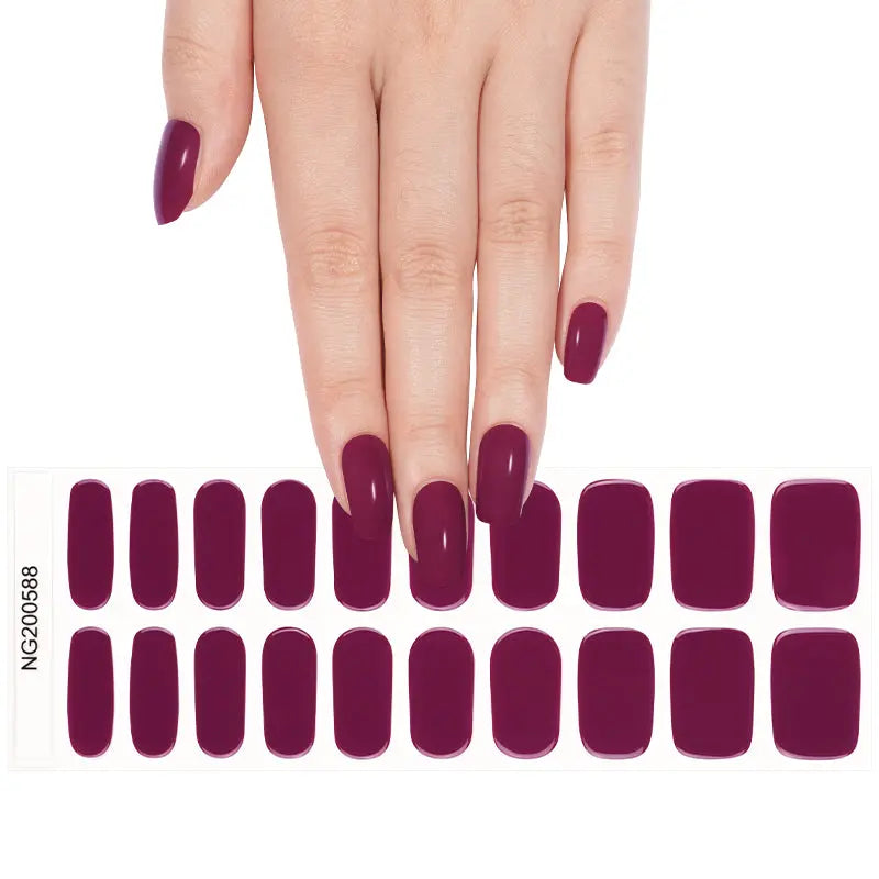 Wholesale Burgundy Gel Nail Strips – OEM & Private Label Customization Available HUIZI