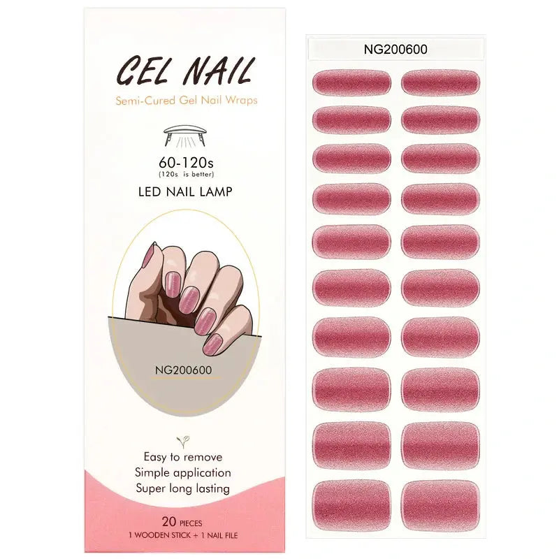 Wholesale Cat-eye Gel Nail Stickers Custom Glitter Gel Nail Strips HUIZI