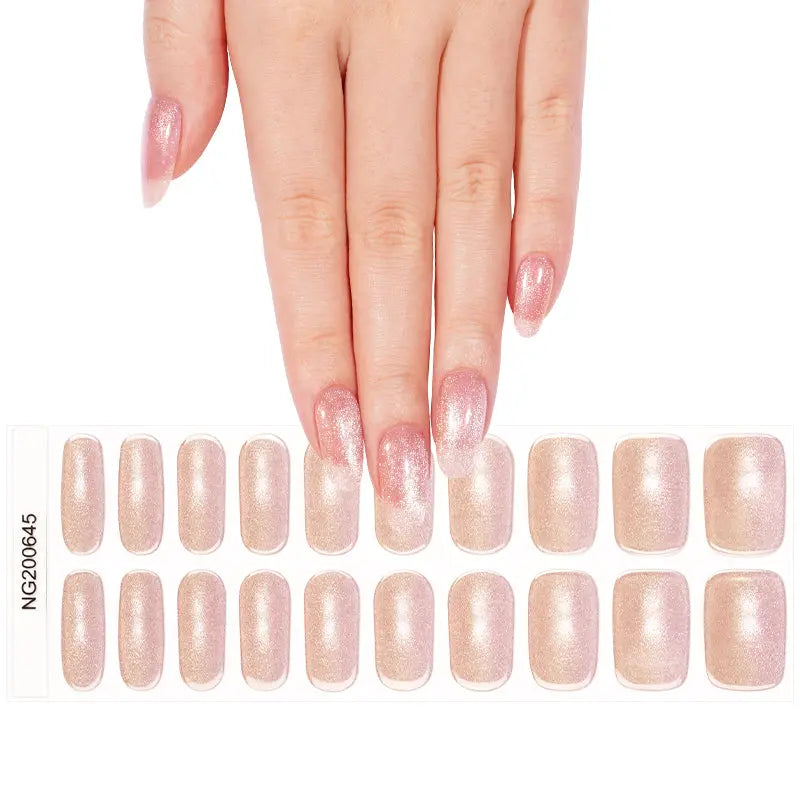 Wholesale Cat-eye Glitter Gel Nail Stickers Customizable Nail Wraps for Brands HUIZI