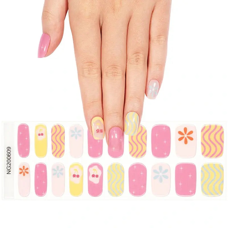 Wholesale Cherry Gel Nail Stickers Custom Nail Wrap Suppliers HUIZI
