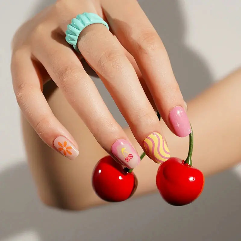 Wholesale Cherry Gel Nail Stickers Custom Nail Wrap Suppliers HUIZI