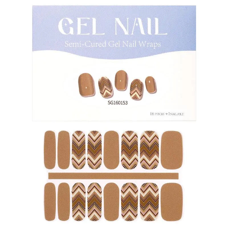 Wholesale Chevron Knitted Gel Nail Strips Custom Glitter Nail Designs HUIZI