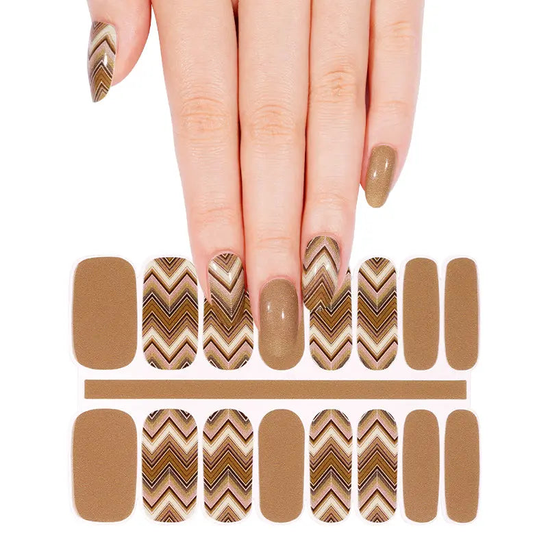 Wholesale Chevron Knitted Gel Nail Strips Custom Glitter Nail Designs HUIZI