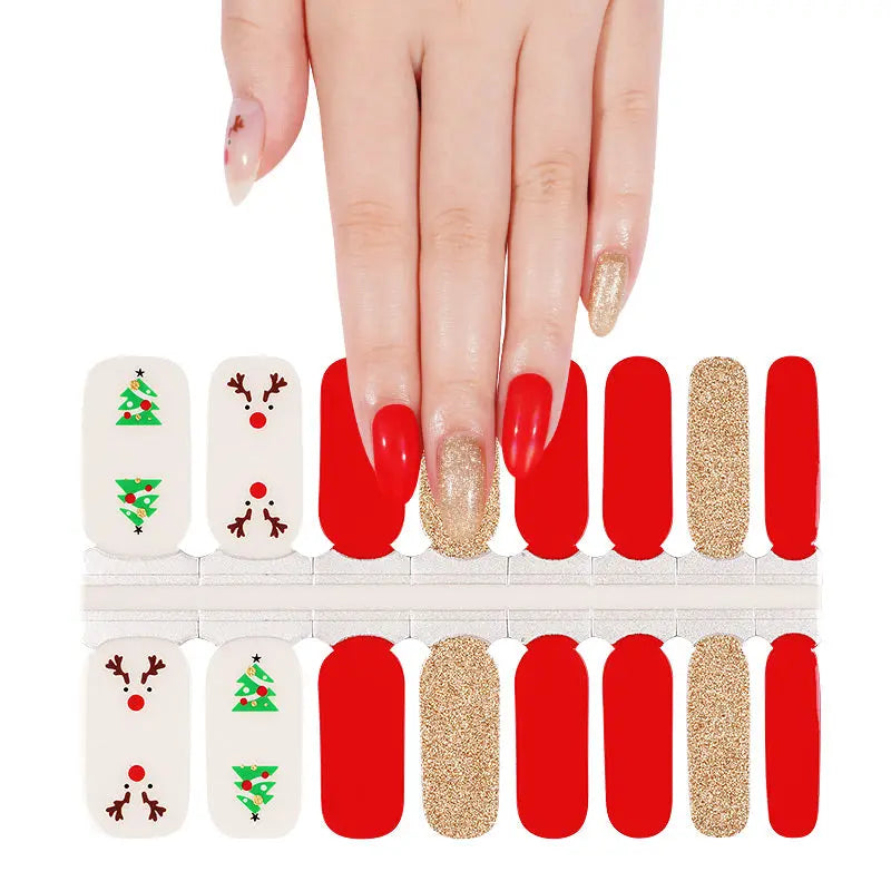 Wholesale Christmas Deer Nail Stickers Christmas Tree  Nail Designs HUIZI