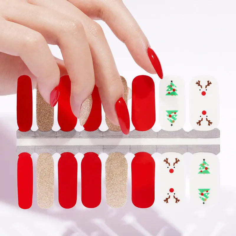 Wholesale Christmas Deer Nail Stickers Christmas Tree  Nail Designs HUIZI